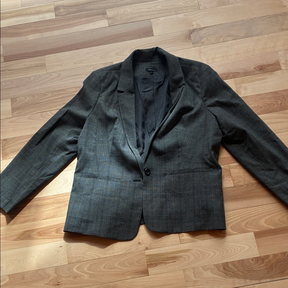 Reiss Gray Plaid Wool Blend Blazer